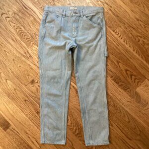 UNIQLO RELAXED TAPERED HICKORY WORKWEAR CARPENTER PANTS 28 CASUAL BOHO JEANS